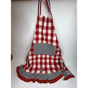 Apron BLOND Amsterdam Cotton Red White Blue Holiday Ruffle Edge Patriotic